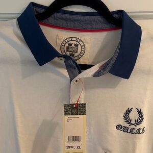 OUCC Men's Polo Shirt - White with Blue Collar